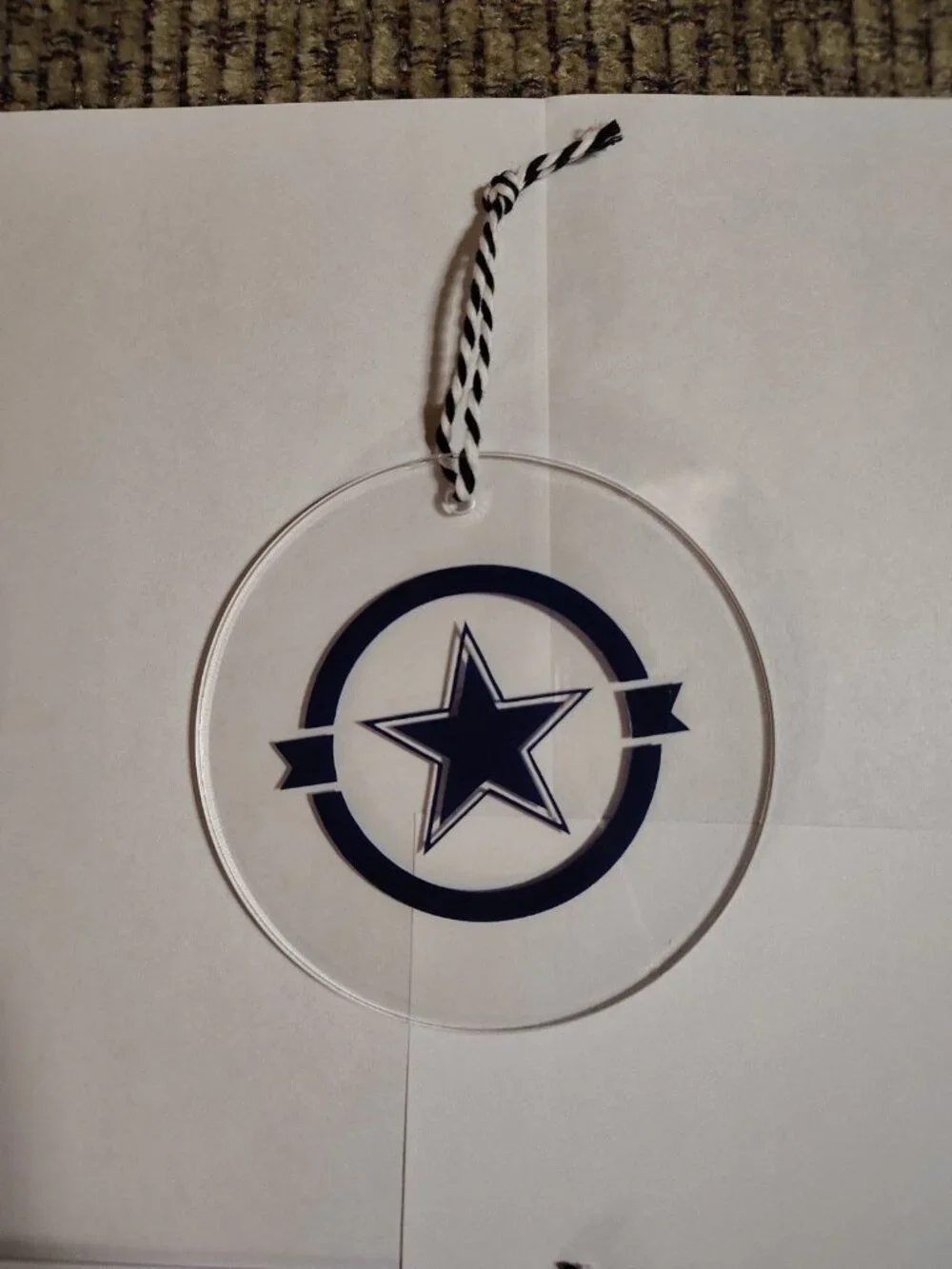 Handmade Vinyl Acrylic Cowboys6 Christmas Ornament 4.5